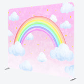 Aperturee - Aperturee Stars Rainbow Clouds Pink Square Tension Backdrop
